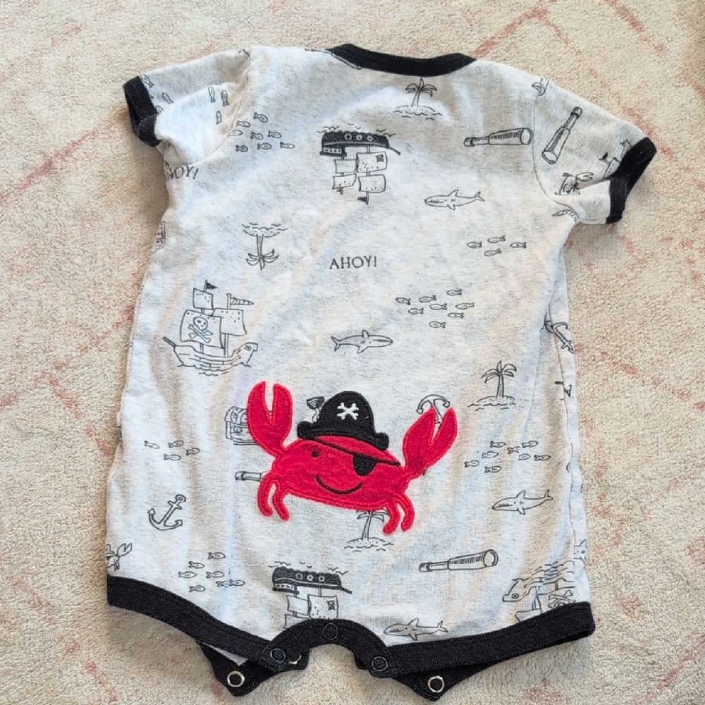 Carter's Pirate Crab Romper Bodysuit 6 Months